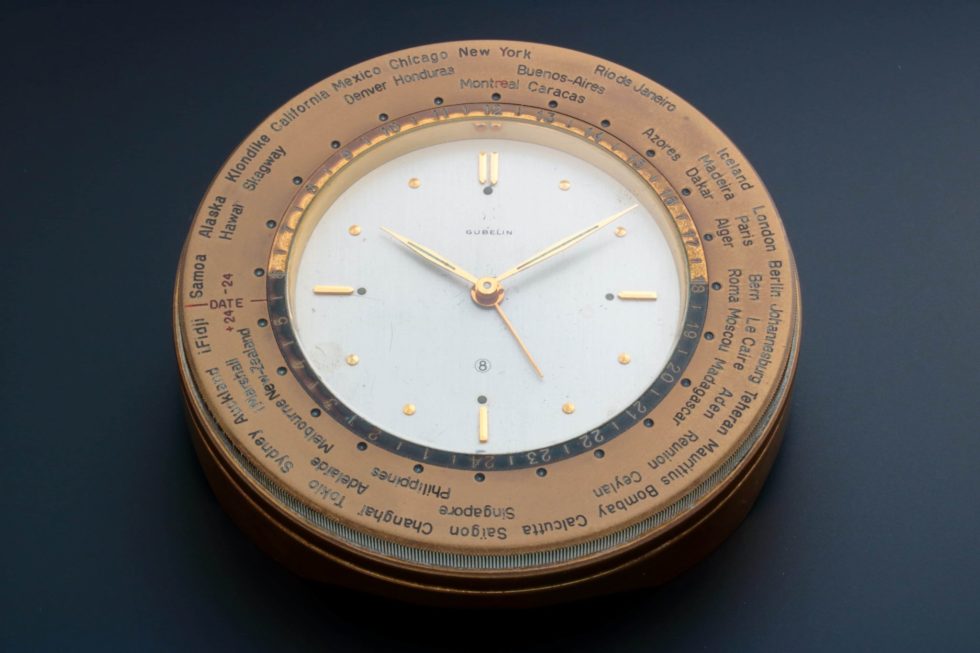 Lot #14699 – Vintage Gubelin World Time Alarm Desk Clock 848 Clocks Gubelin