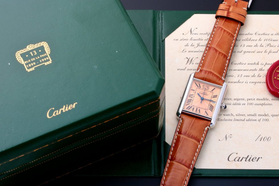 Lot #3216 – Cartier Tank 13 Sterling Silver Anniversary Watch Cartier Anniversary Edition