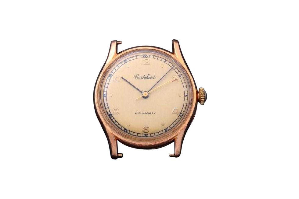 3222_1 Vintage Gents 18K Yellow Gold Cortebert Wristwatch