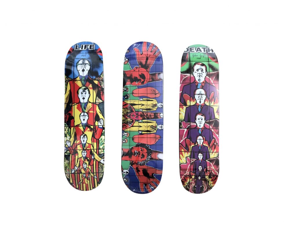 Lot #15103 – Gilbert & George x Supreme Skateboard Skate Deck Set Gilbert & George Gilbert & George