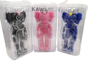 Lot #13747 – KAWS BFF 3 Figure Set Pink, Black, Blue Art Toys [tag]