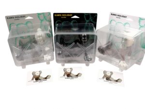 Lot #12314 – KAWS Holiday Taipei Vinyl 3 Figure Set Brown, Grey, Black Sealed Art Toys KAWS