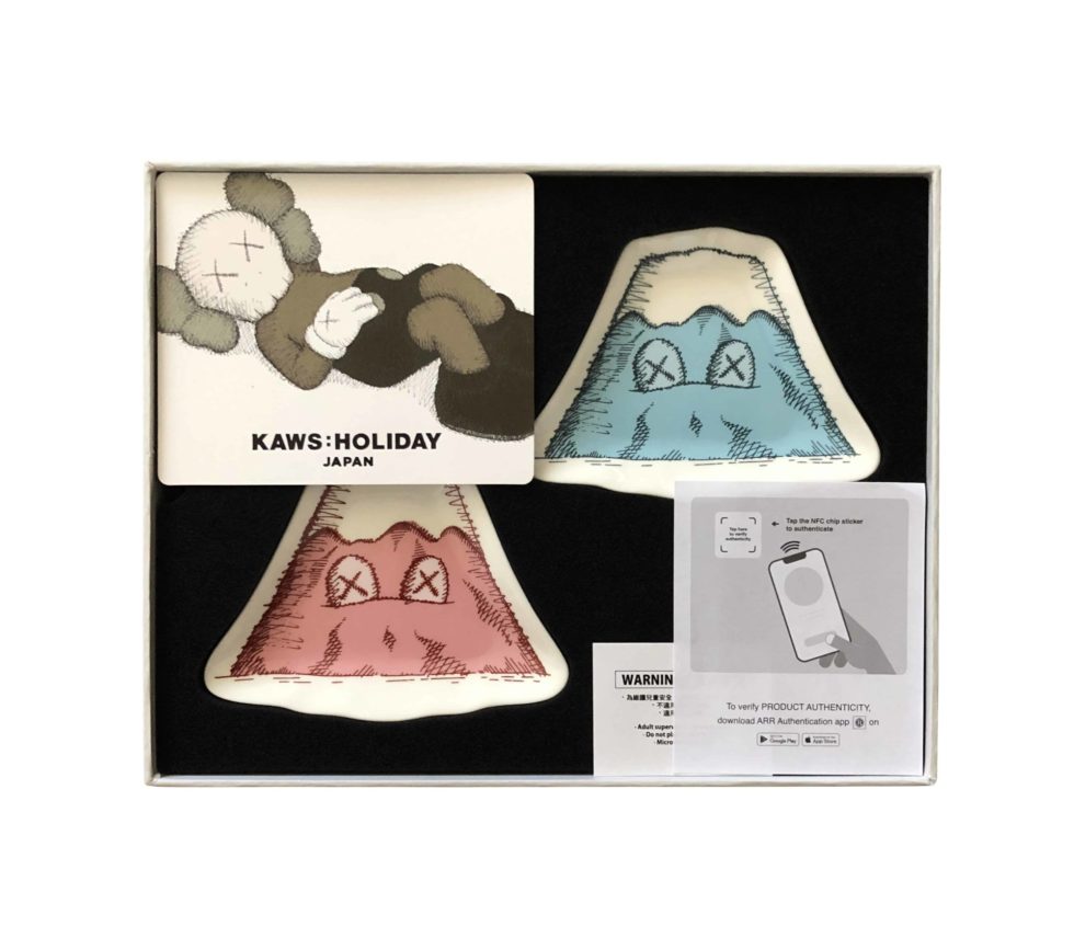 Lot #14448 – Set of 4 KAWS Holiday Japan Mount Fuji Plates Japanese Market Only Rarities KAWS Ceramic Plates