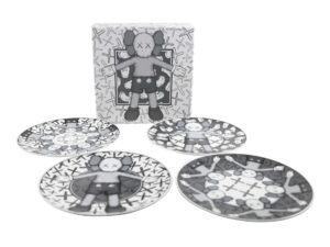 Lot #15047 – KAWS Holiday Ceramic Plates Grey Set of 4 Ceramic Plate KAWS Ceramic Plates