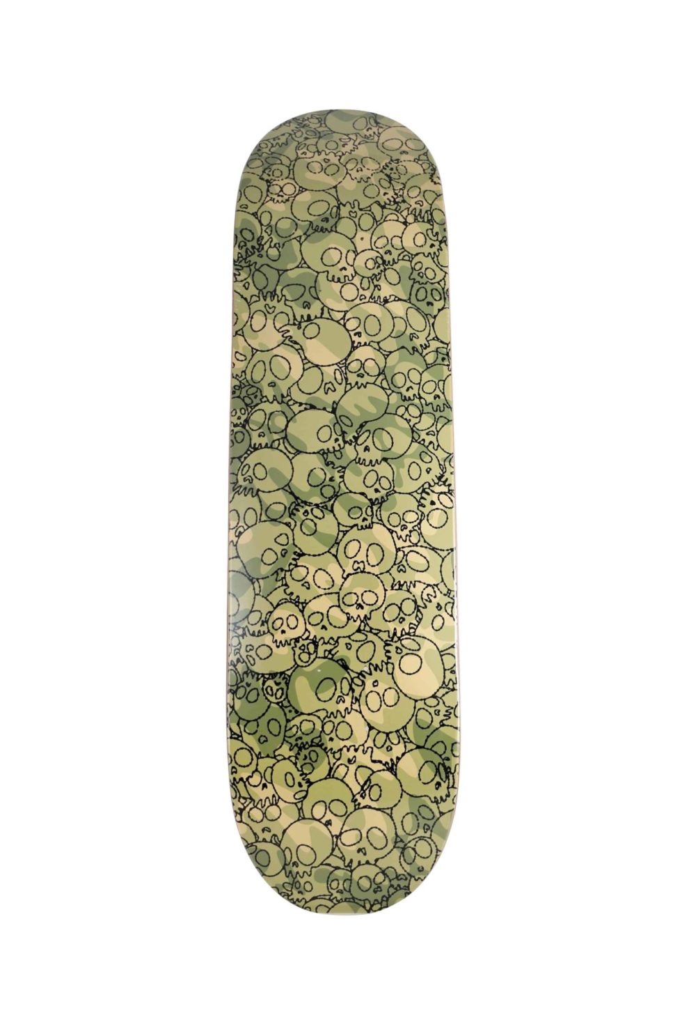 Lot #14493 – Takashi Murakami Skulls Green Camo Skateboard Skate Deck Skateboard Decks [tag]