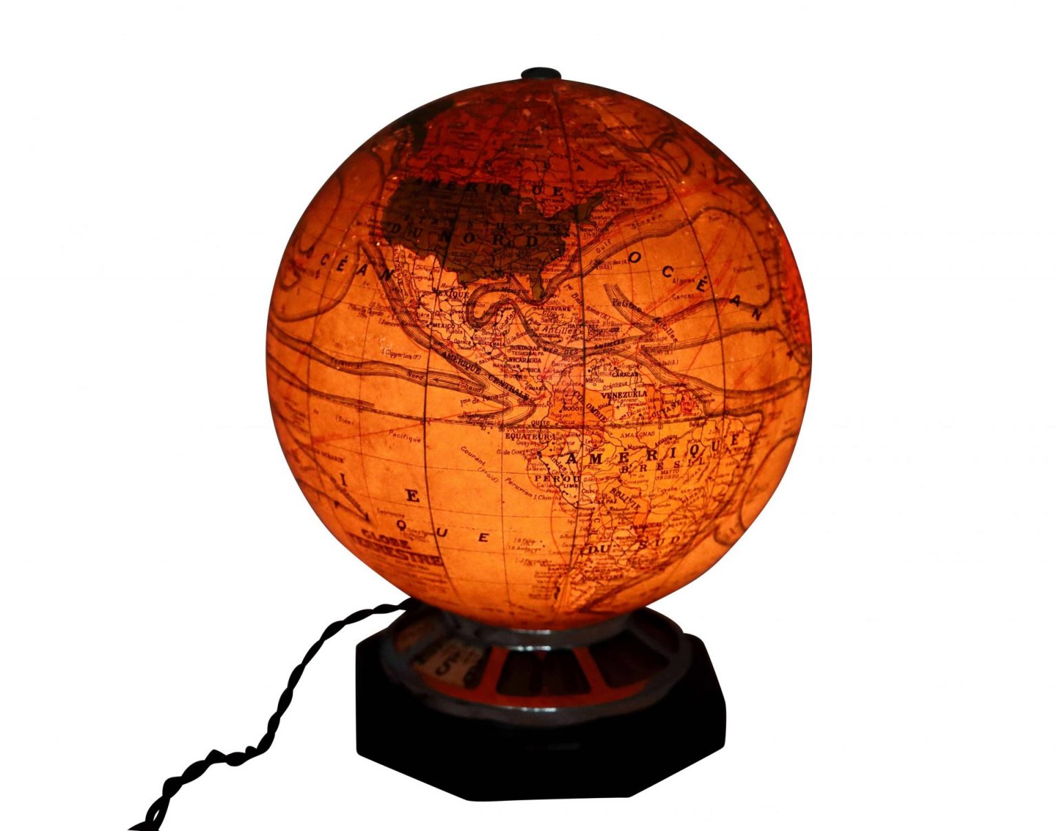 Jaeger LeCoultre Mappemonde Illuminated Desk Clock Baer & Bosch