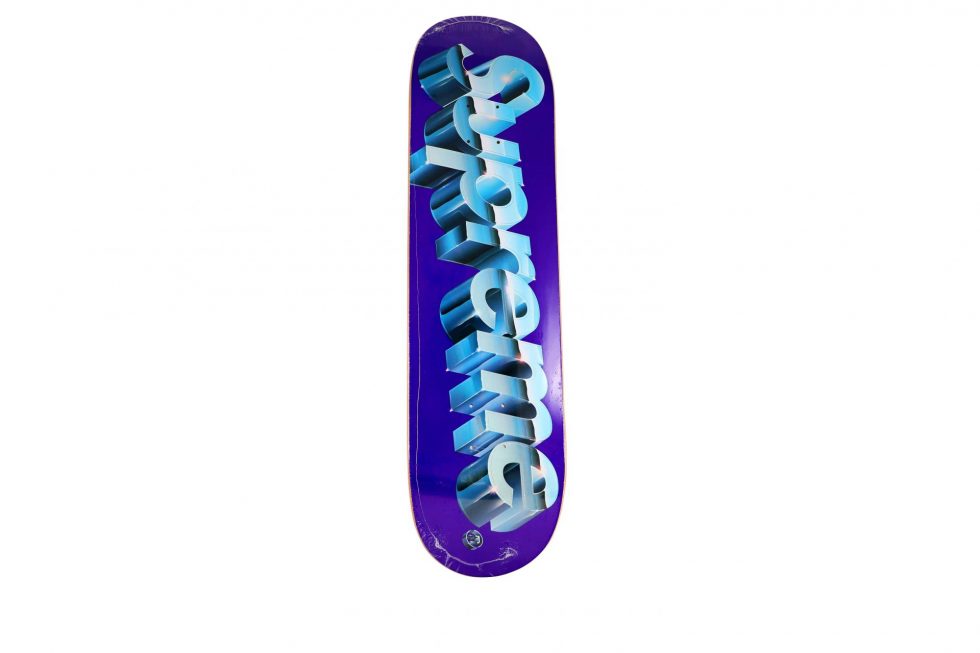 Lot #14526 – Supreme Chrome Logo Purple Skateboard Skate Deck Skateboard Decks [tag]