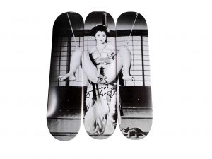 Lot #12739 – Nobuyoshi Araki Geisha Triptych Signed Skateboard Decks Nobuyoshi Araki Nobuyoshi Araki