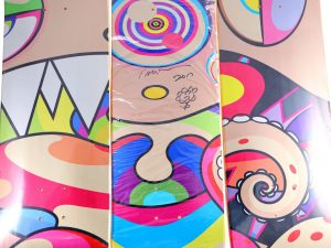 Lot #14065 – Takashi Murakami Signed DOB Triptych Skateboard Decks Skateboard Decks Takashi Murakami