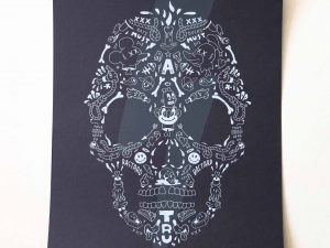 Lot #14425 – Cote Escriva Skull Screen Print Limited of 60 Art Cote Escriva