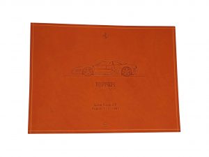 Lot #14395 – Schedoni Ferrari Challenge Leather Print Lime Rock, CT Art Ferrari