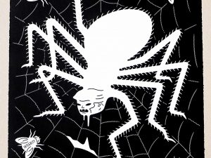Lot #14908 – Cleon Peterson The Spider & The Fly Screen Print White & Black LTD ED 100 Art Cleon Peterson