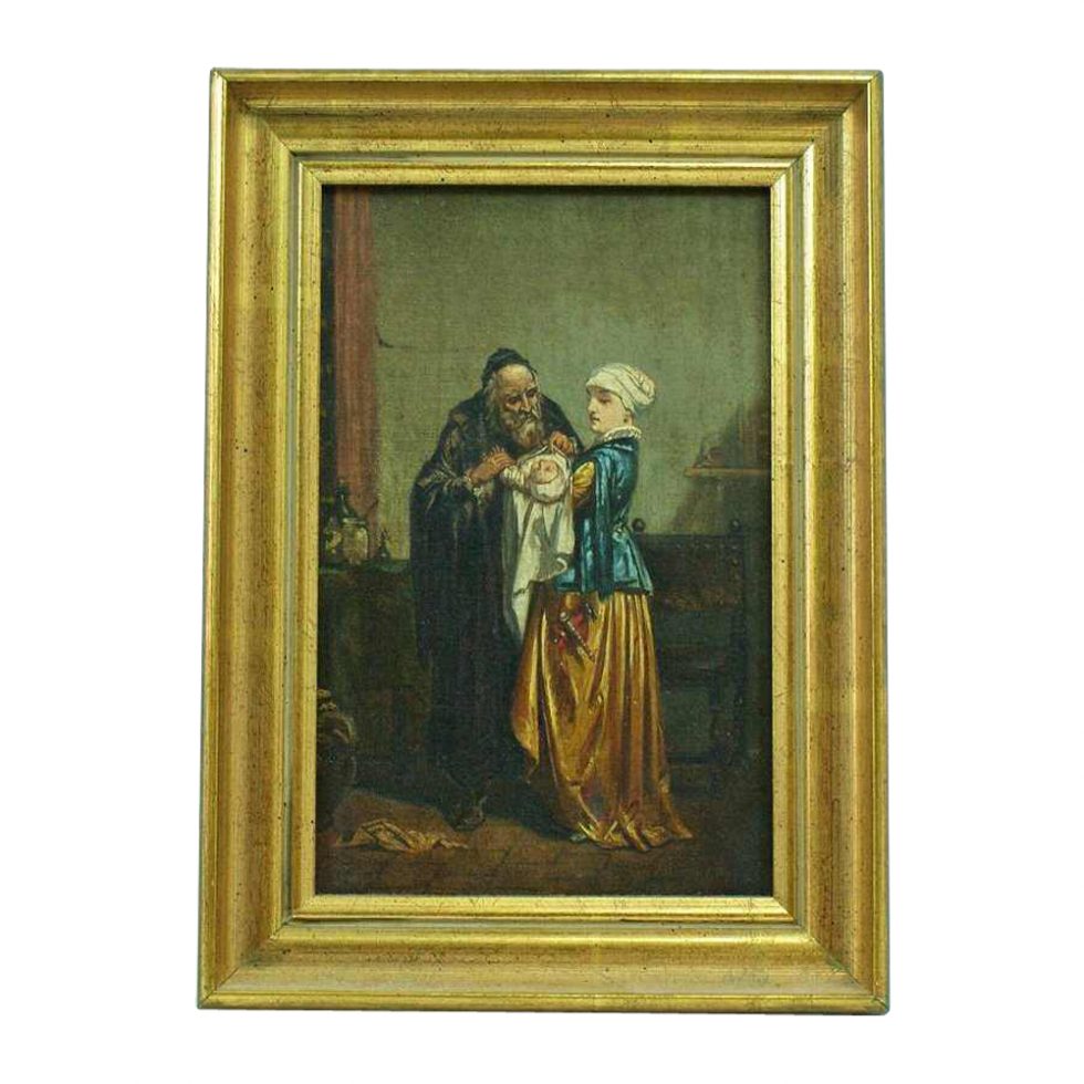 Antique Oil Painting On Canvas Framed