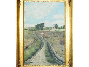 Lot #14320 – Willer Jorgensen Agricultural Farm Scene Oil Painting Art Art