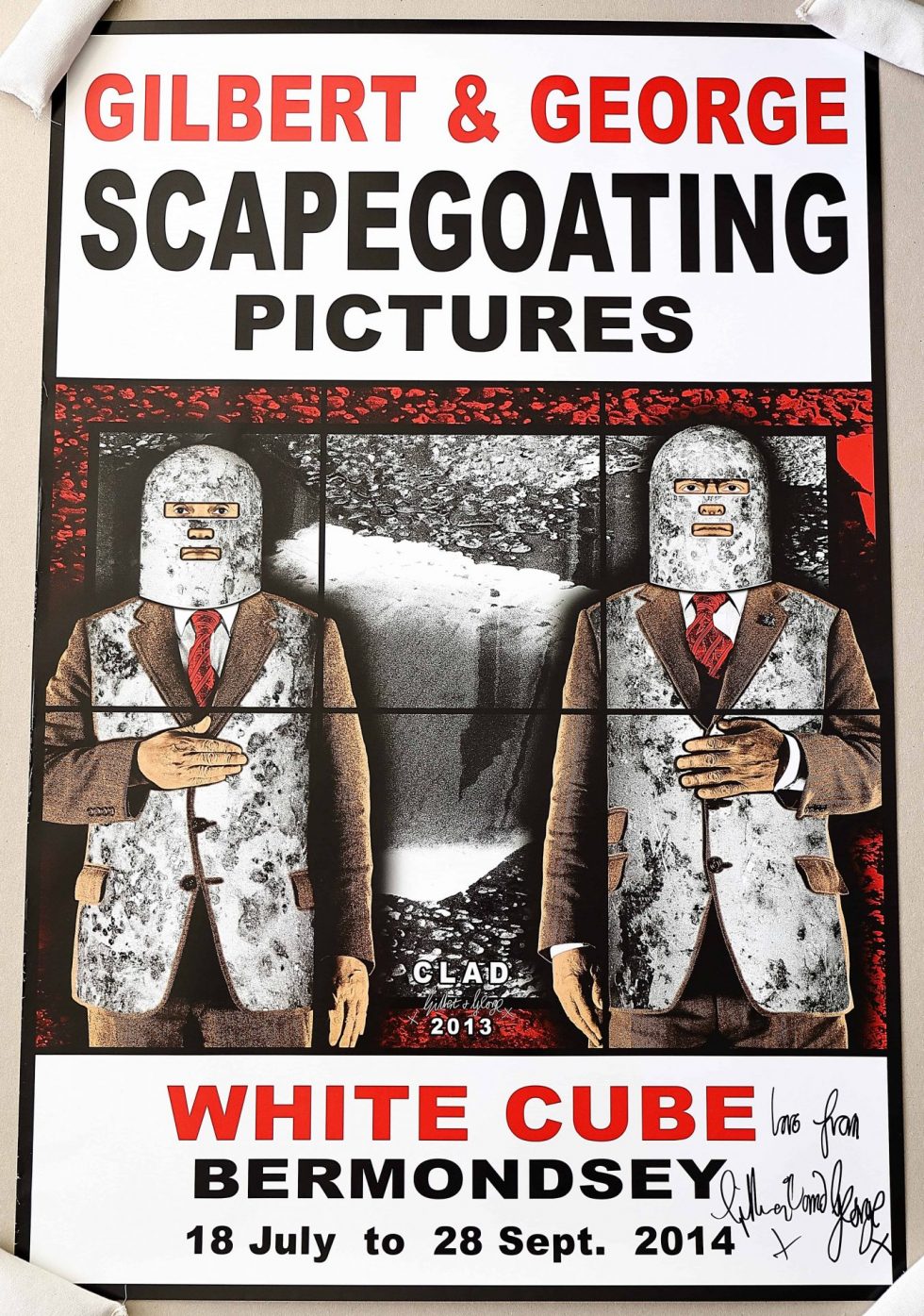 Lot #14911 – Gilbert & George Signed Scapegoating Pictures Clad Poster Art Gilbert & George