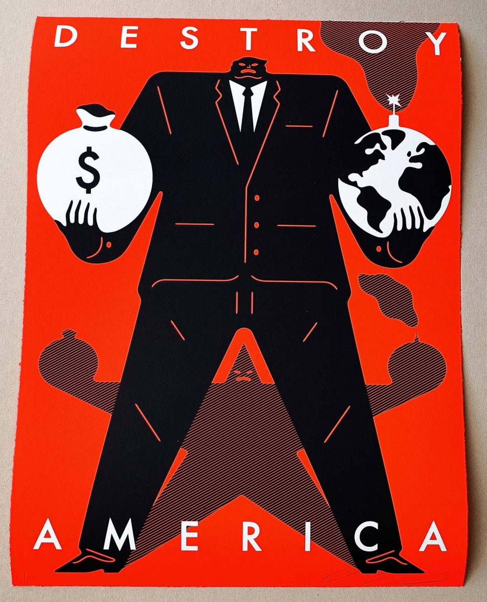 Lot #14990 – Cleon Peterson Destroy America Screen Print Red LTD ED 125 Art Cleon Peterson