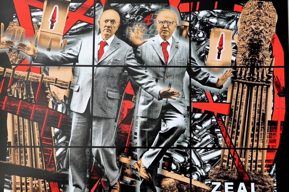 Lot #14912 – Gilbert & George Signed Scapegoating Pictures Zeal Poster Art Gilbert & George