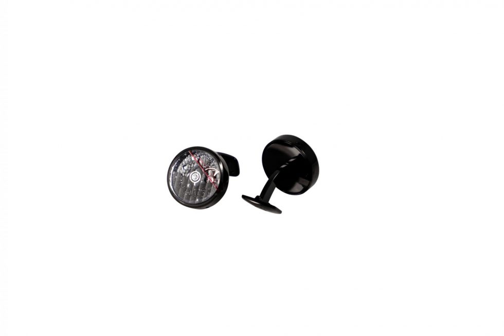 Lot #14856 – Milus Rotating Watch Rotor Cufflinks Black PVD Accessories Milus Cufflinks