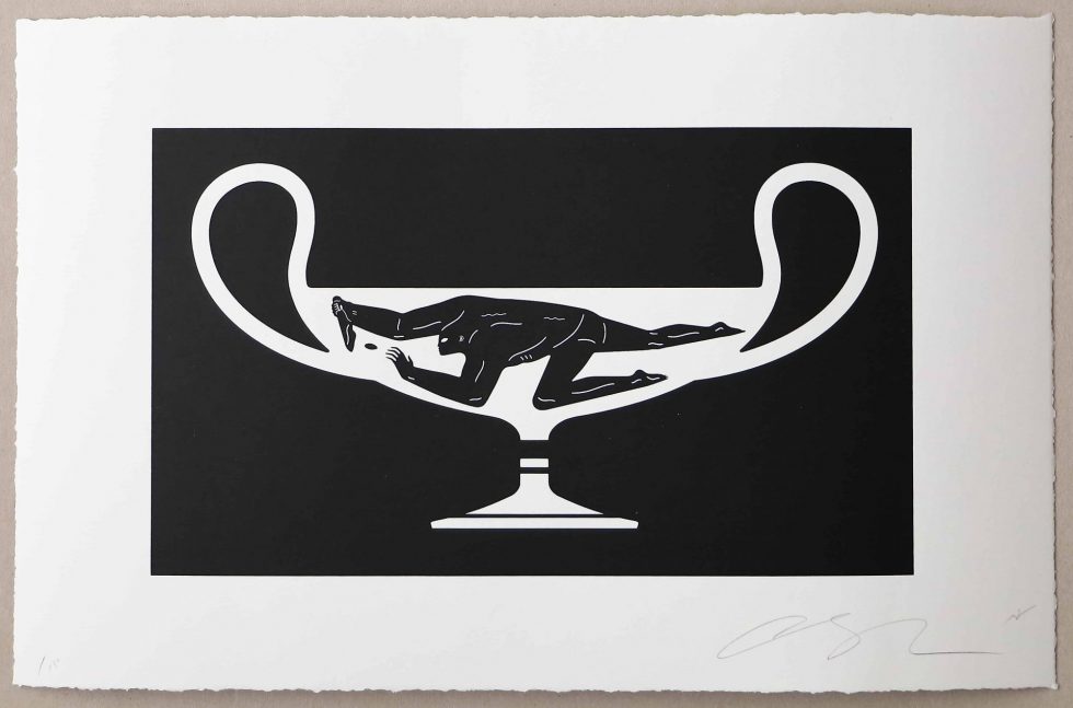 Lot #14907 – Cleon Peterson End Of Empire Kantharos Screen Print White LTD ED 150 Art Cleon Peterson