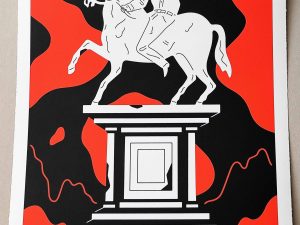 Lot #14435 – Cleon Peterson Monument To Power Oppression Print Red LTD ED 100 Art Cleon Peterson