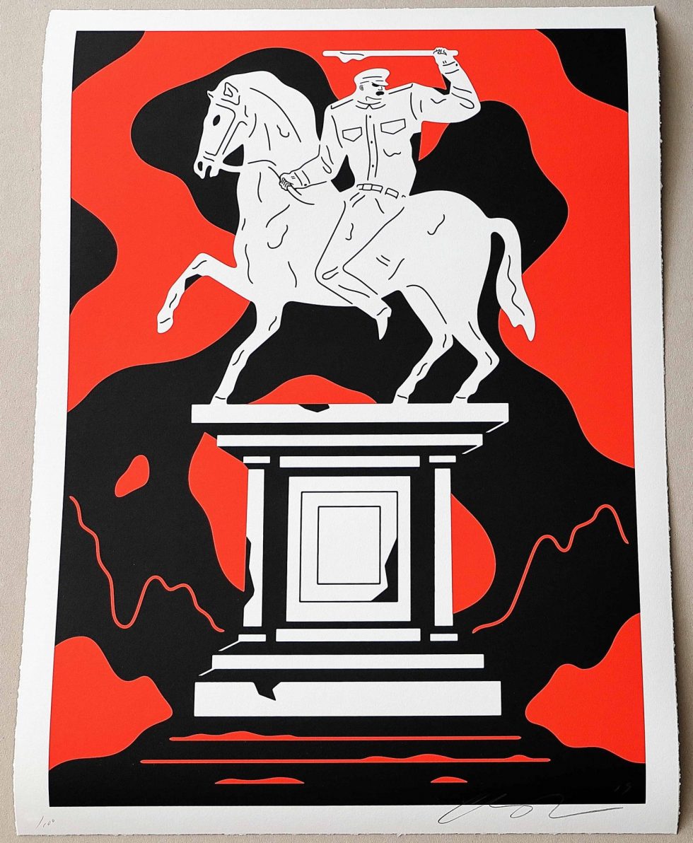 Lot #14926 – Cleon Peterson Monument To Power Oppression Print Red LTD ED 100 Art Cleon Peterson