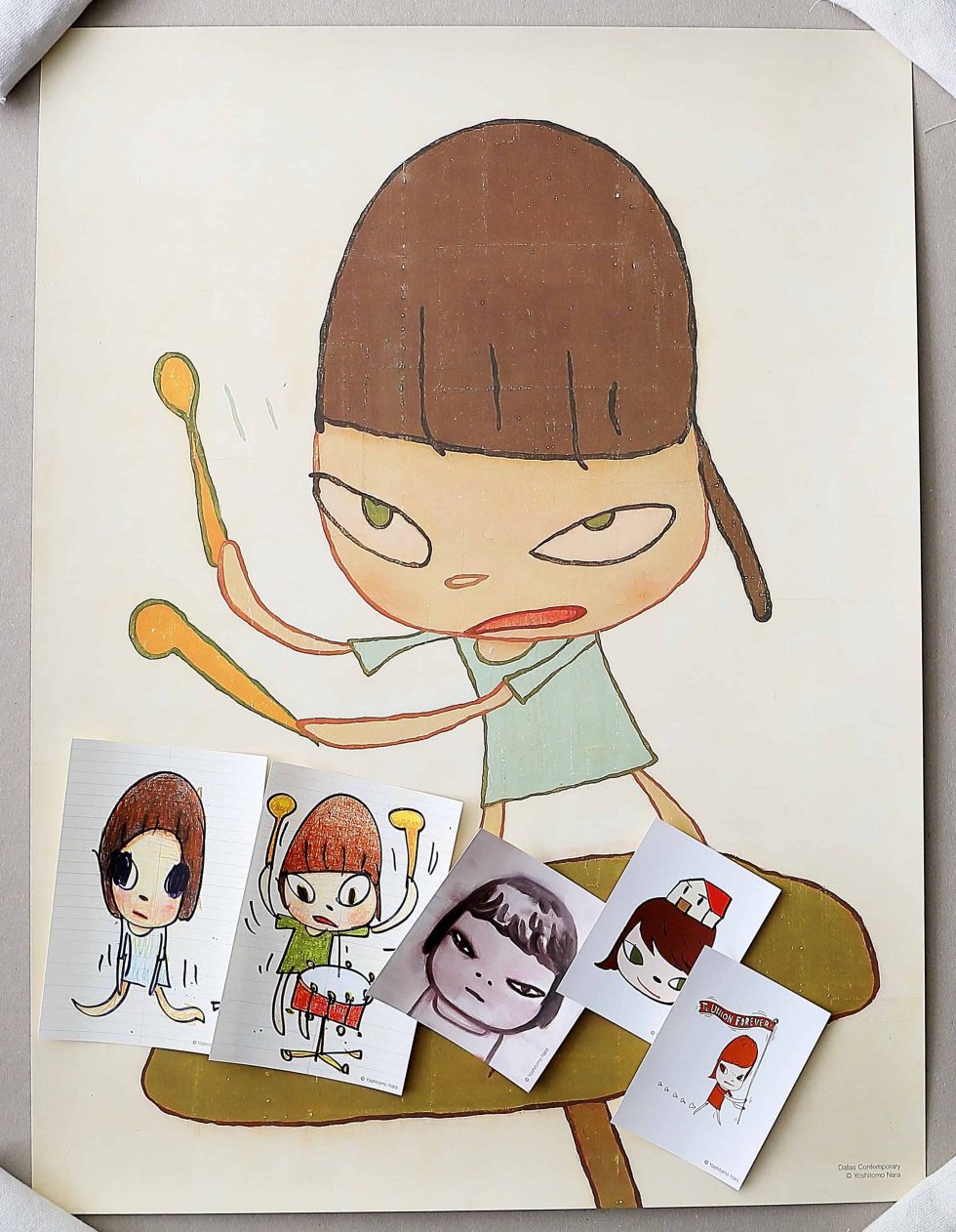 Lot #12846 – Yoshitomo Nara Marching on a Butterbur Leaf Print With Stickers 2019 Joshua Vides Yoshitomo Nara