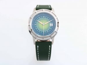 Lot #14148 – Rare Pierre Gaston Date Green Eastern Arabic Dial Watch Pierre Gaston Degrade Dial