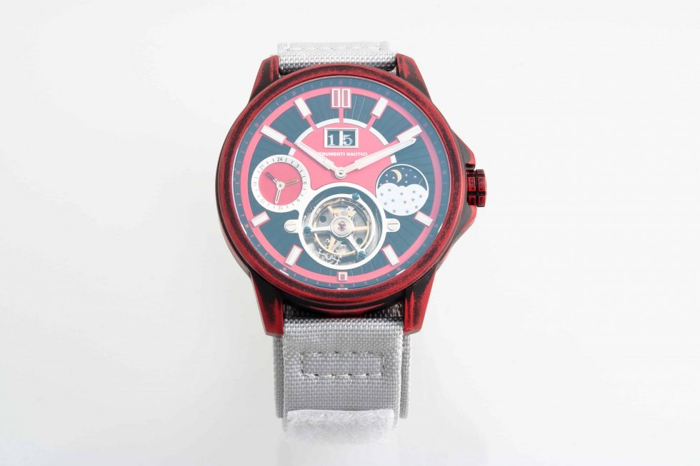 Lot #14131 – Titanium Strumenti Nautici Tourbillon Watch Red Black Cerakote Case Strumenti Nautici Tourbillon Piece Unique