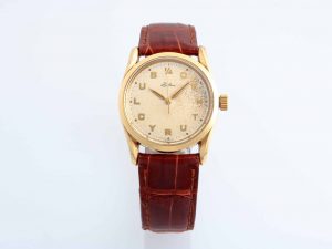 Lot #14207 – Vintage 14k Yellow Gold Rolex Eaton 1/4 Century Bombay Oyster  Watch 5590/1011 1011 14k Yellow Gold