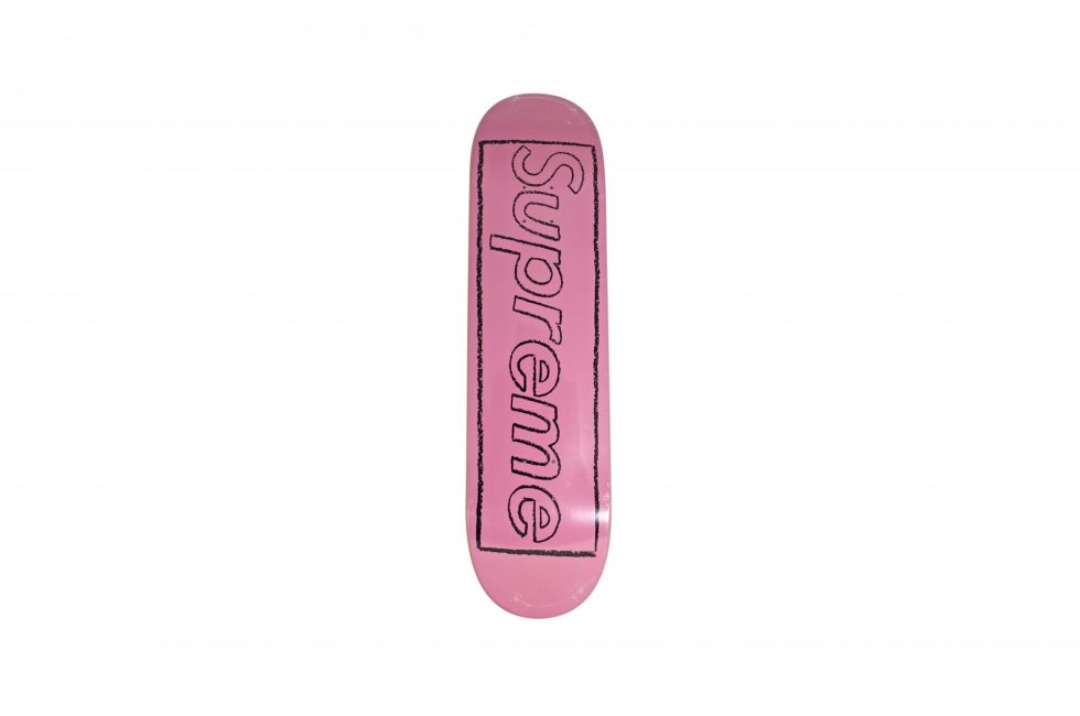 Kaws X Supreme Chalk Logo Skateboard Deck Pink – Baer & Bosch Toy Auctions