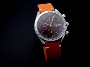 Lot #14189 – Omega 3511.61 Speedmaster Date Watch Oxblood Dial Rare Unusual 3511.61 Chronograph