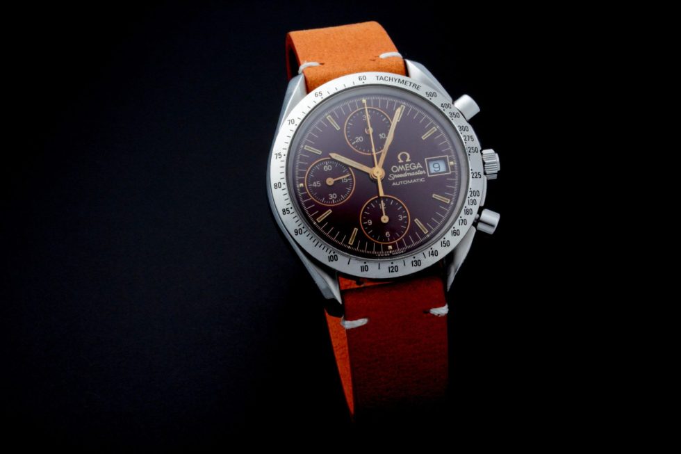 Lot #12431 – Omega 3511.61 Speedmaster Date Watch Oxblood Dial Rare Unusual 3511.61 Chronograph