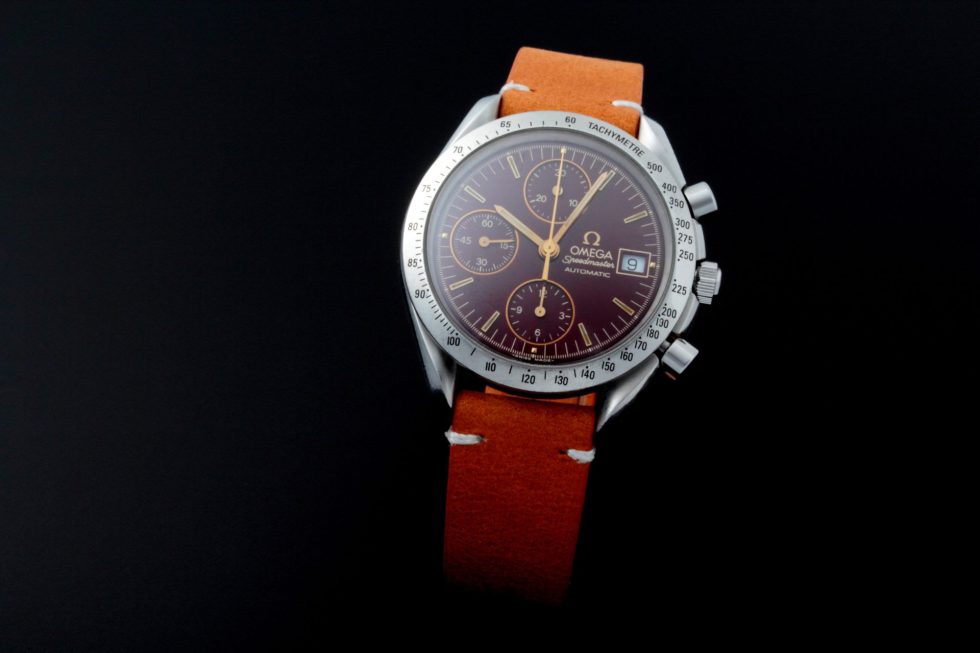 Lot #12431 – Omega 3511.61 Speedmaster Date Watch Oxblood Dial Rare Unusual 3511.61 Chronograph