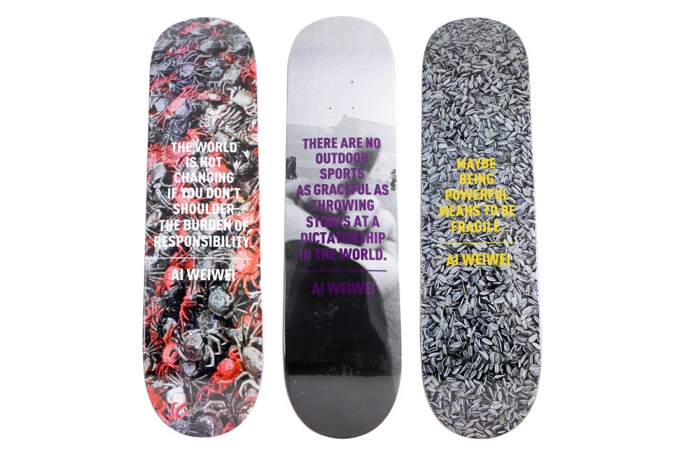 Lot #14645 – Ai Weiwei 3 Skateboard Deck Set Rare Limited Edition Ai Weiwei Ai Weiwei Skateboard