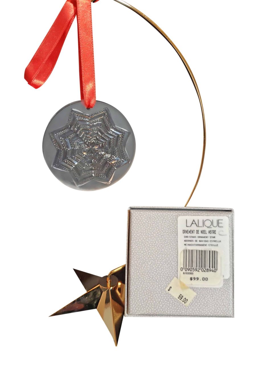 Lot #14685 – 2003 Lalique Noel Astre Star Snowflake in Blue Crystal Christmas Ornament NIB Art Toys Lalique