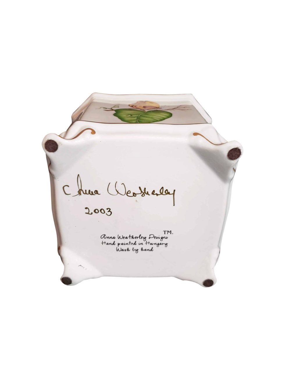 Lot #12530 – Anna Weatherley Floral Butterfly Cache Pot Hand Painted in Hungary Art Anna Weatherley