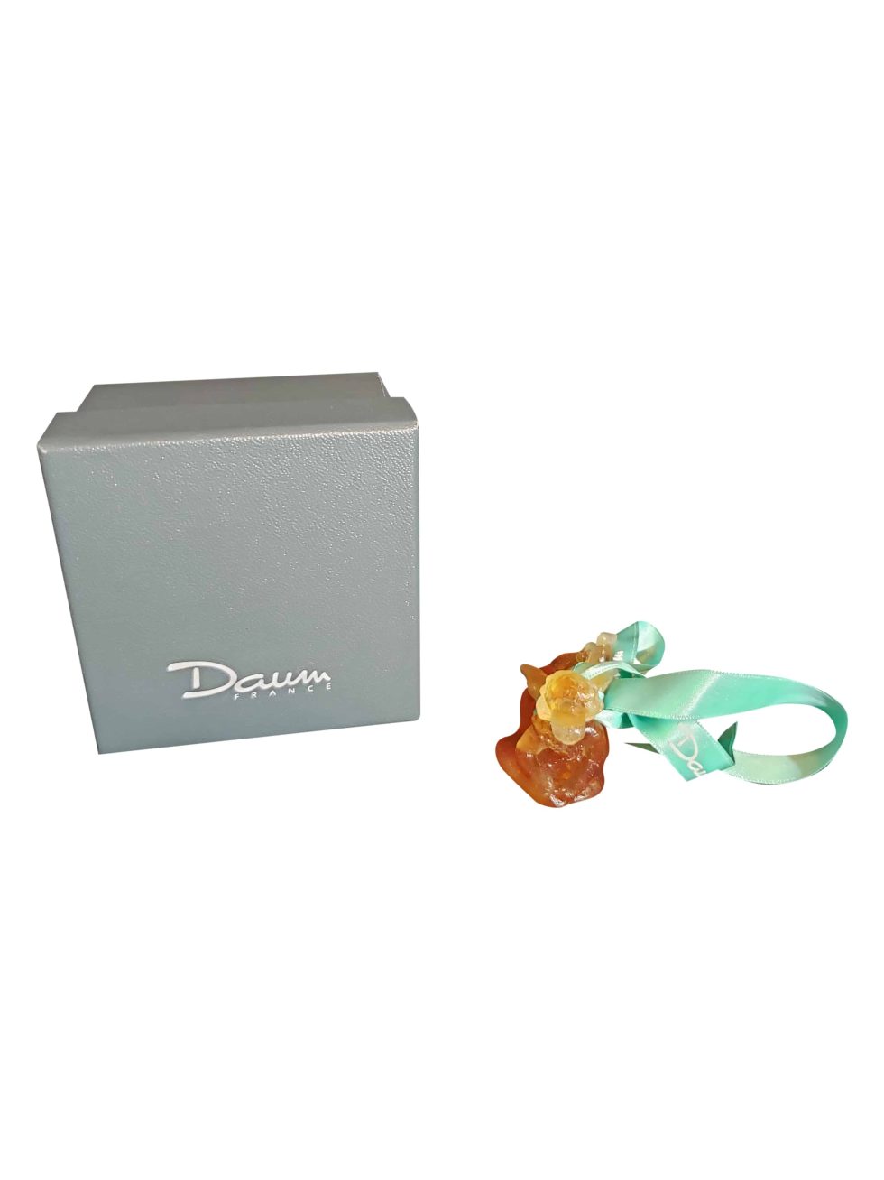 Lot #14694 – Daum Pate De Verre Angelot Et Nuage Cherub Amber NIB Art Daum
