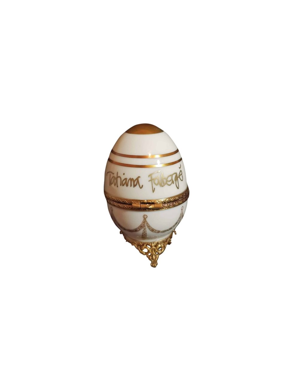 Lot #12301 – Faberge Petit Baby Egg With Bear Hand Signed by Tatiana Faberge NIB COA Art Faberge
