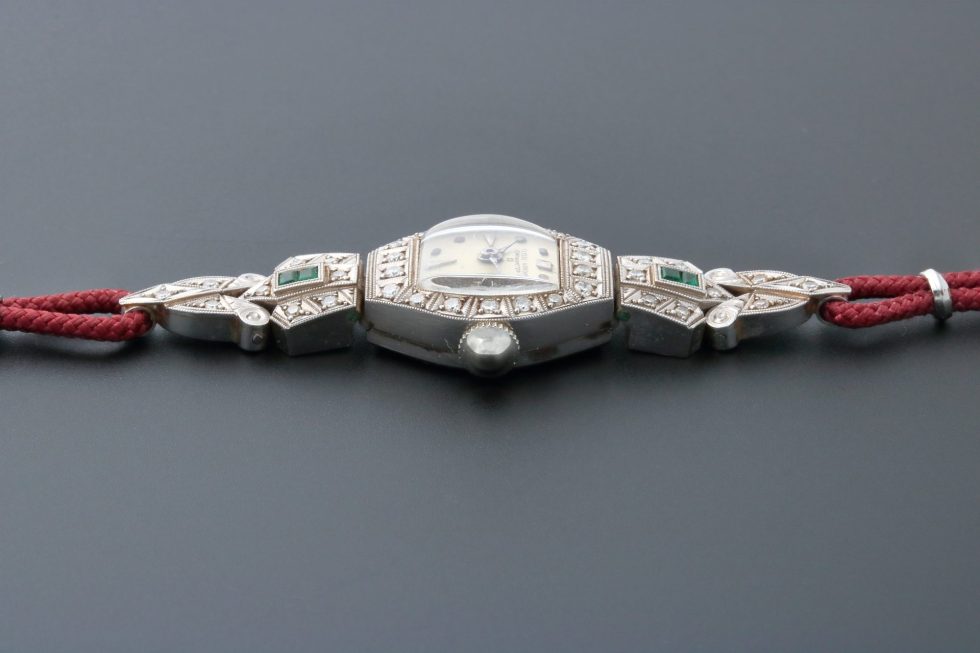 Lot #12392 – Rare Ulysse Nardin Platinum Ladies Cocktail Watch Fancy Flex Lugs Ladies Ulysse Nardin Platinum