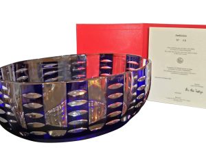 Lot #14657 – Baccarat Jardiniere Bowl Limited Edition Blue & Clear Crystal NIB COA [category] Baccarat