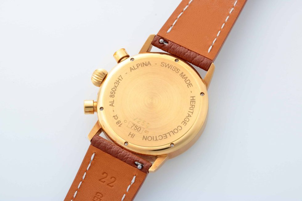 Lot #14750 – 18k Yellow Gold Alpina Heritage Chronograph Watch Rare Limited Edition AL-850BB3H17 18k Yellow Gold Alpina Chronograph