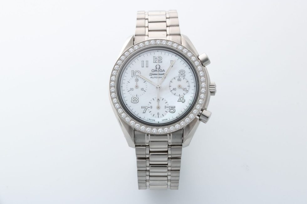 Lot #14727 – Omega Speedmaster White MOP Watch Diamond Bezel 3535.70 3535.70 Omega 3535.70