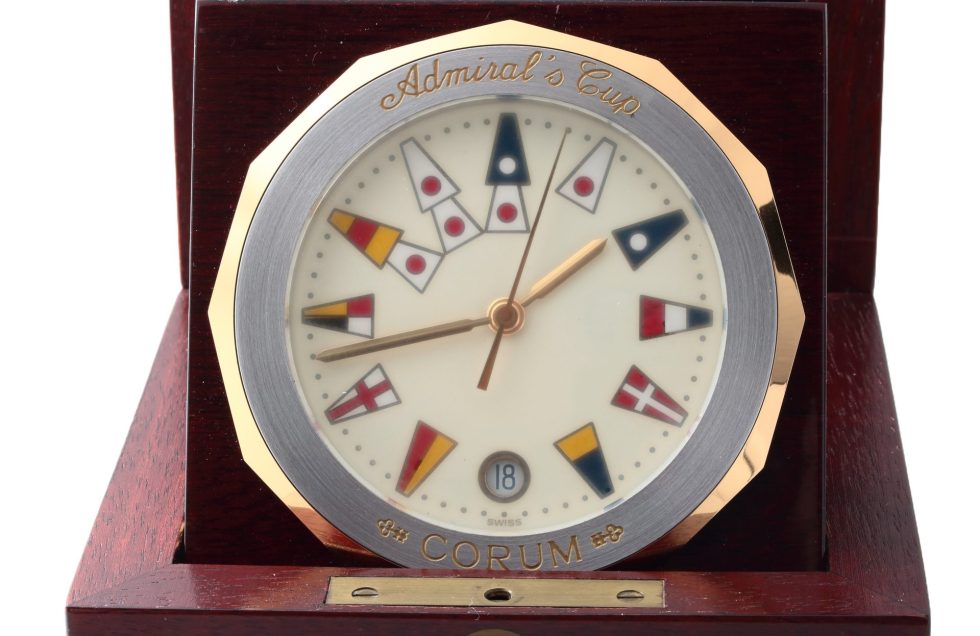 Lot #14879 – Vintage Corum Admirals Cup Nautical Desk Table Clock Clocks Corum Admiral's Clock