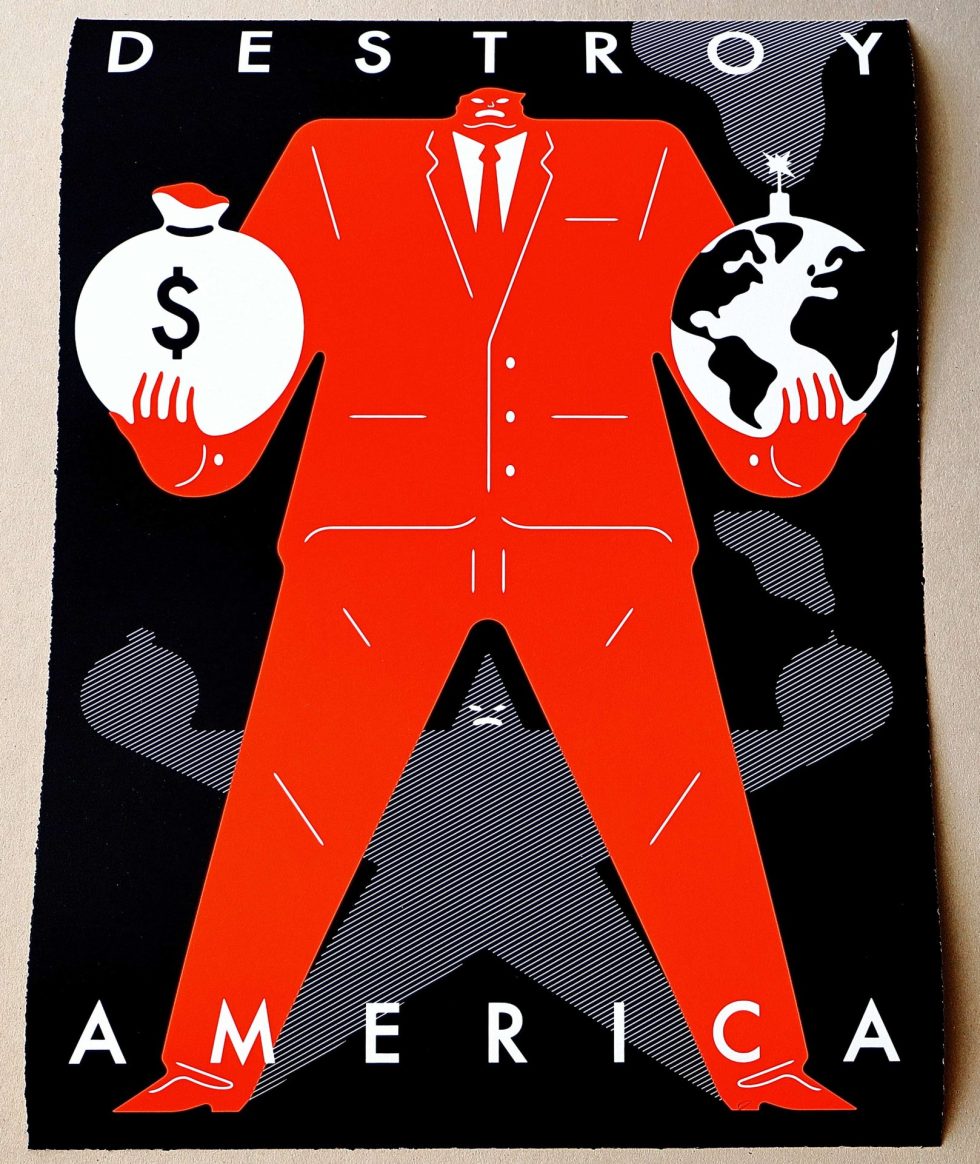 Lot #14974 – Cleon Peterson Destroy America Screen Print Black LTD ED 125 Art Cleon Peterson