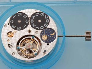 Lot #14857 – Tourbillon Automatic Watch Movement #3C40 Big Date AM PM 24HR Indicators Tourbillon Movements Tourbillon Movement