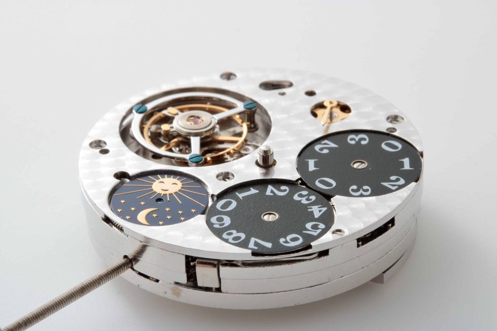 Lot #14857 – Tourbillon Automatic Watch Movement #3C40 Big Date AM PM 24HR Indicators Tourbillon Movements Tourbillon Movement