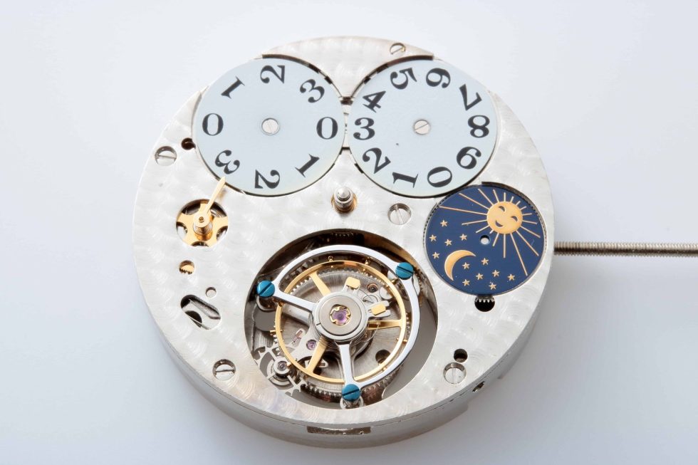 Lot #14866 – Tourbillon Manual Wind Movement #3340A Big Date AM PM 24 HR Tourbillon Movements Tourbillon Movement