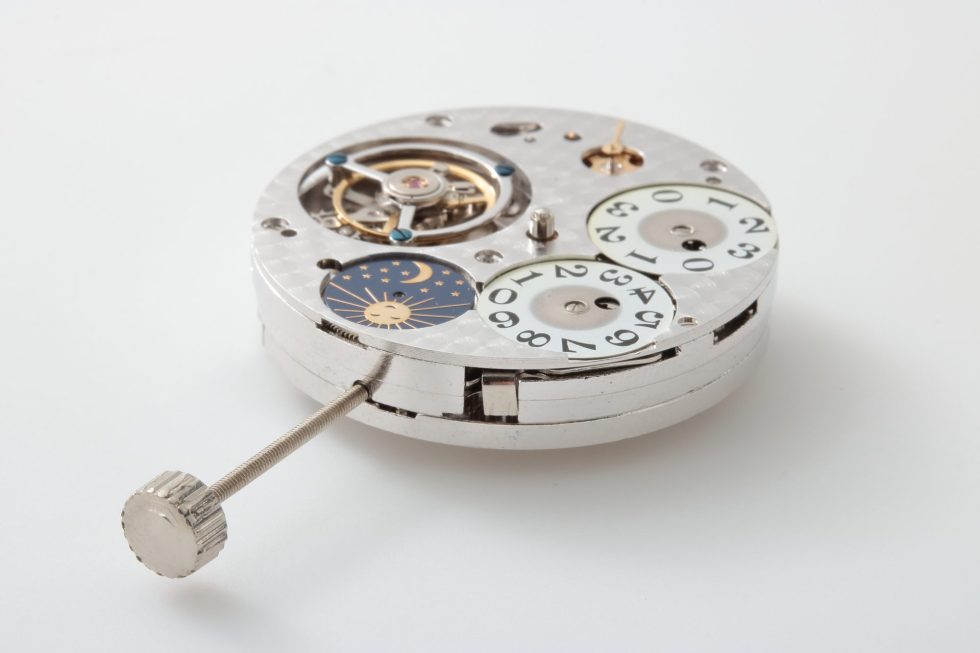 Lot #14869 – Tourbillon Watch Movement Automatic #3C40A Big Date AM PM 24HR Indicators Tourbillon Movements Tourbillon Movement