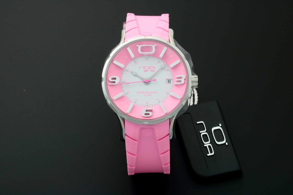 Lot #14889z – NOA Iris Date Quartz Watch Pink/White IR006 NOA NOA