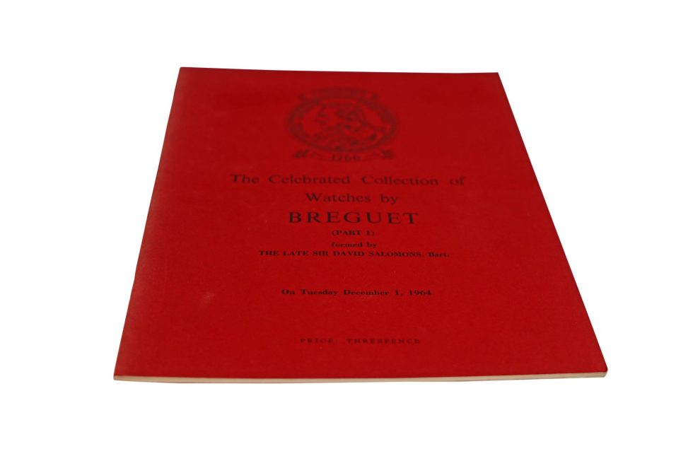 Lot #HB10-2 – Breguet Catalog Part I Sir David Salomons Collection Rare Christie’s Breguet Breguet Book